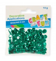 Cekiny zielone 14 g 8 mm okrągłe Craft With Fun dekoracyjne do prac plastycznych