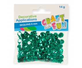 Cekiny zielone 14 g 8 mm okrągłe Craft With Fun dekoracyjne do prac plastycznych