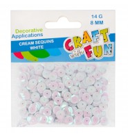 Cekiny kremowe BIAŁE 8 mm 14 g Craft With Fun ozdoby dekoracyjne perłowe