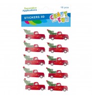 Naklejki 3D świąteczne Craft With Fun 10 szt autka ozdoby Boże Narodzenie