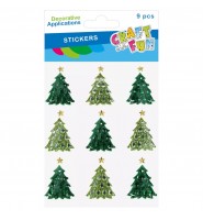 Naklejki świąteczne choinki 3D Craft With Fun 9 szt ozdoby Boże Narodzenie