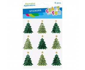 Naklejki świąteczne choinki 3D Craft With Fun 9 szt ozdoby Boże Narodzenie