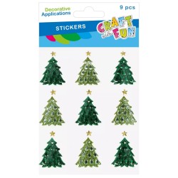 Naklejki świąteczne choinki 3D Craft With Fun 9 szt ozdoby Boże Narodzenie