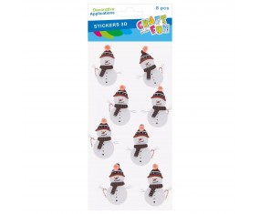 Naklejki 3D bałwanki Craft With Fun 8 szt ozdoby świąteczne Boże Narodzenie