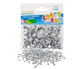 Cekiny metaliczne srebrne 8 mm 14 g Craft With Fun ozdoby do dekoracji