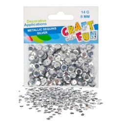 Cekiny metaliczne srebrne 8 mm 14 g Craft With Fun ozdoby do dekoracji