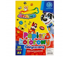 Papier blok kolorowy nabłyszczany A5 10 arkuszy Astra Astrino do prac plastycznych