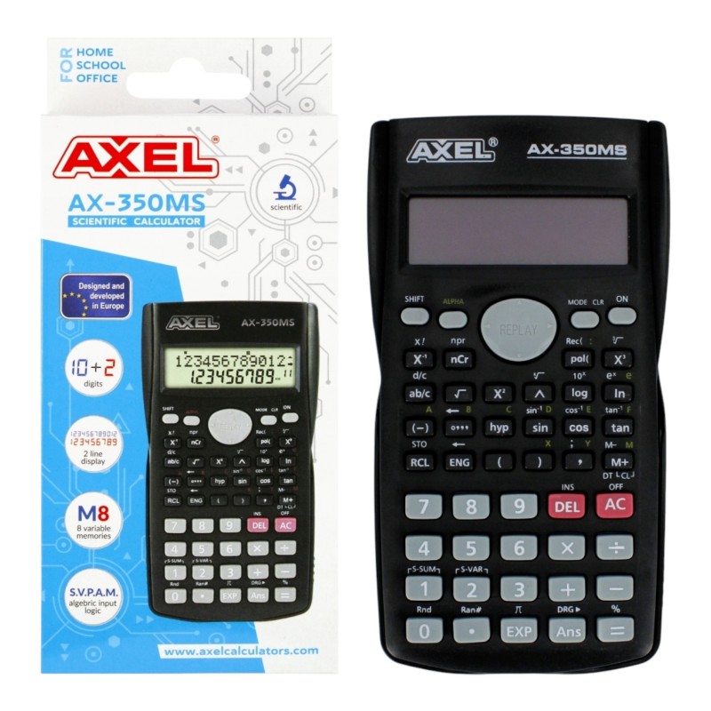 Kalkulator naukowy Axel AX-350MS Starpak szkolny dwuliniowy z klapką