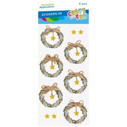 Naklejki dekoracyjne 3D Craft with Fun Stroik 6 sztuk świąteczne Boże Narodzenie