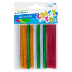 Wkłady klejowe kolorowe BROKATOWE Craft with Fun KLEJ do pistoletu 12 sztuk 7 mm