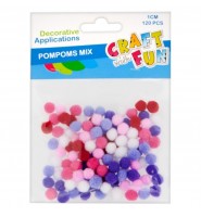 Pompony dekoracyjne 1 cm 120 sztuk – zestaw Craft with Fun ozdoby mix kolorówx kolorów