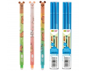 Zestaw 3x długopis WYMAZYWALNY ŚCIERALNY KAPIBARA Happy color+ 6 wkładów