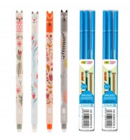 Zestaw 4xdługopis WYMAZYWALNY FLORAL ART+6 wkładów wymazywalnych