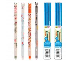 Zestaw 4xdługopis WYMAZYWALNY FLORAL ART+6 wkładów wymazywalnych