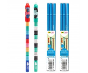 Zestaw 2xdługopis WYMAZYWALNY TABLICZKA MNOŻENIA+6 wkładów HAPPY COLOR