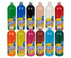 ZESTAW farby plakatowe w butelkach 12 kolorów ASTRA