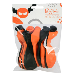 Balony HALLOWEEN Arpex 12 szt. czarne i pomarańczowe – dekoracja 24 cm