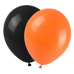Balony HALLOWEEN Arpex 12 szt. czarne i pomarańczowe – dekoracja 24 cm