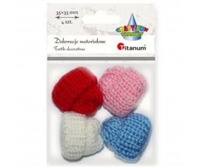 Dekoracje materiałowe Titanum czapeczki włóczkowe 3D 4szt. 35x35mm mix