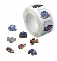 Naklejki papierowe dekoracyjne Titanum SAMOCHODY 500 szt. na rolce 8 wzorów