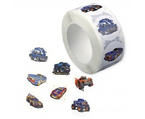 Naklejki papierowe dekoracyjne Titanum SAMOCHODY 500 szt. na rolce 8 wzorów