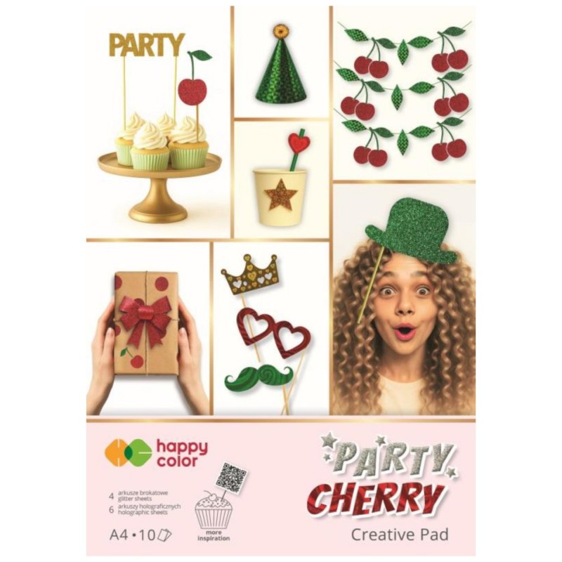 Blok kreatywny Happy Color A4 10 arkuszy Party Cherry 75-150g papier dekoracyjny