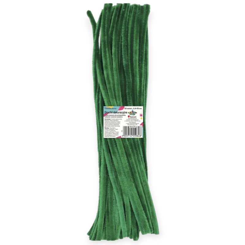 Druciki kreatywne WYCIORY Titanum 50 szt. 0,6×30 cm CIEMNOZIELONE