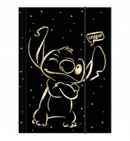 Teczka szkolna tekturowa A4 z gumką czarna DISNEY STITCH GOLD 1