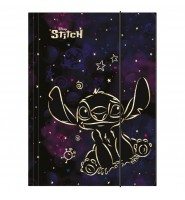 Teczka szkolna tekturowa A4 z gumką czarna DISNEY STITCH GOLD 3