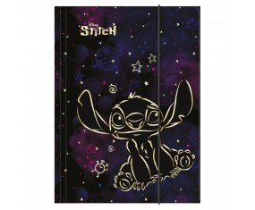 Teczka szkolna tekturowa A4 z gumką czarna DISNEY STITCH GOLD 3