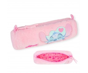 Piórnik szkolny okrągły PLUSZOWY tuba saszetka STITCH Coolpack różowy Disney