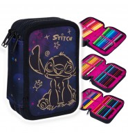 PIÓRNIK szkolny potrójny z WYPOSAŻENIEM trzykomorowy STITCH JUMPER 2 GOLD Disney