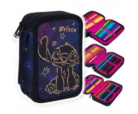PIÓRNIK szkolny potrójny z WYPOSAŻENIEM trzykomorowy STITCH JUMPER 2 GOLD Disney