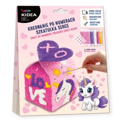 Kreowanie po numerach SZKATUŁKA papier mâché KIDEA zestaw kreatywny 5 kolorów z ozdobami