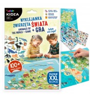 WYKLEJANKA Gdzie one żyją? Zwierzęta świata + gra planszowa edukacyjna Kidea