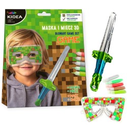 Zestaw 3D BlowArt Game Kidea– MASKA i MIECZ 36 cm do kolorowania i nadmuchania