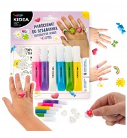 Zestaw kreatywny PIERŚCIONKI do ozdabiania Kidea 4 sztuki 6 kolorów żelu 3D