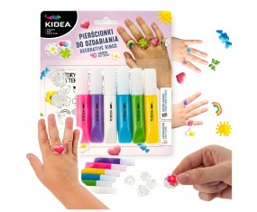 Zestaw kreatywny PIERŚCIONKI do ozdabiania Kidea 4 sztuki 6 kolorów żelu 3D