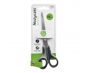 Nożyczki 15 cm INTERDRUK STAL NIEDRZEWNA gumowy uchwyt