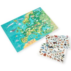 WYKLEJANKA Gdzie one żyją? Zwierzęta Europy i gra planszowa edukacyjna Kidea