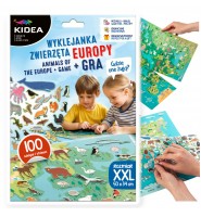 WYKLEJANKA Gdzie one żyją? Zwierzęta Europy i gra planszowa edukacyjna Kidea