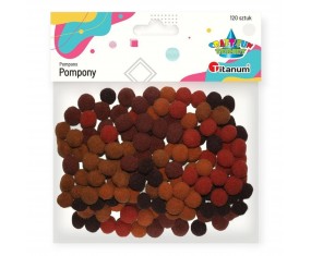 Pompony BRĄZOWE kolory JESIENNE 10 mm Titanum zestaw 120 sztuk dekoracje