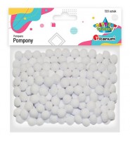 Pomponiki pompony BIAŁE kreatywne dekoracyjne 120 szt 10mm Titanum