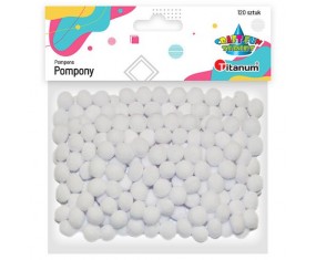 Pomponiki pompony BIAŁE kreatywne dekoracyjne 120 szt 10mm Titanum