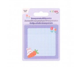 Karteczki TRANSPARENTNE samoprzylepne Strigo 73×73 mm fioletowe 50 kartek