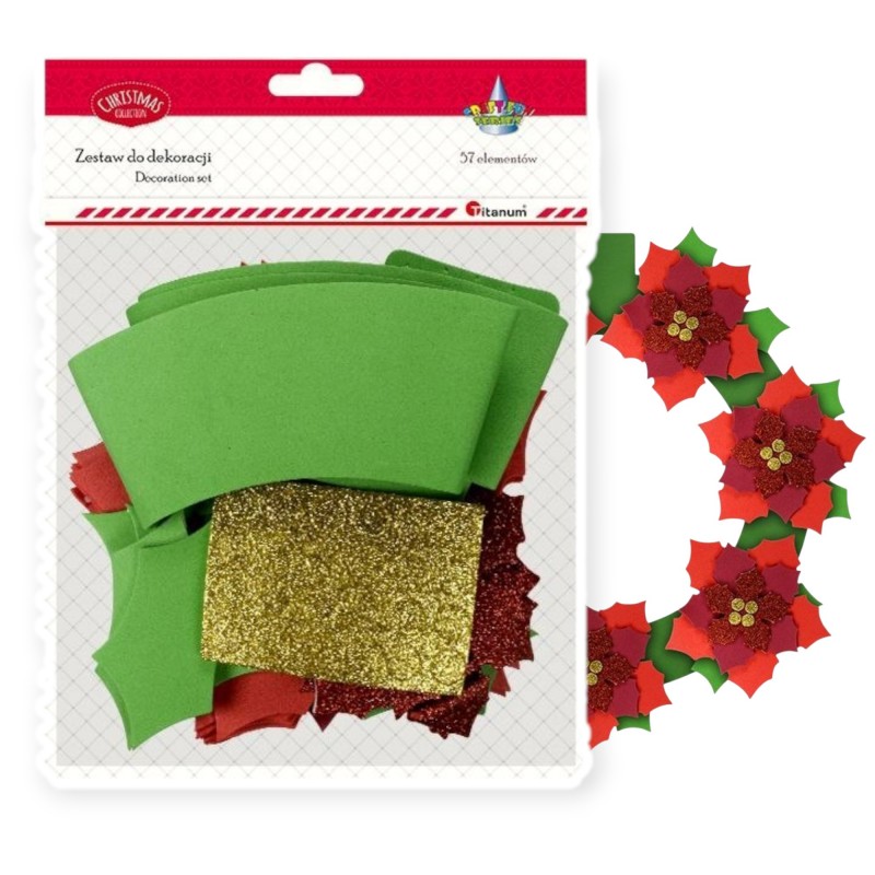 Zestaw kreatywny świąteczny WIANEK BOŻONARODZENIOWY  33,5 cm Titanum Craft‑Fun 57 elementów