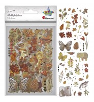 Naklejki foliowe Titanium Craft-Fun JESIEŃ 8 plansz JESIENNE liście grzyby jeże