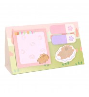 Karteczki samoprzylepne ZNACZNIKI  STRIGO 4 sztuki w mixie kolorów Kapibara i kwiatek