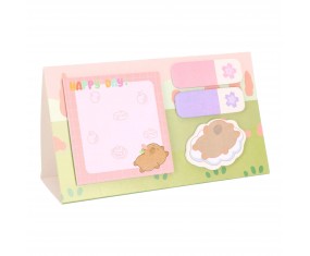 Karteczki samoprzylepne ZNACZNIKI  STRIGO 4 sztuki w mixie kolorów Kapibara i kwiatek