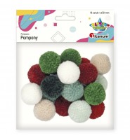Pompony włóczkowe 3 cm ZESTAW 18 sztuk Titanum Craft-Fun pastelowe ciemne